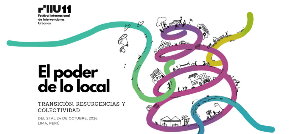 Ilustración colorida del FIUU Fest 2026 en Lima sobre el poder de lo local y la gobernanza urbana colaborativa