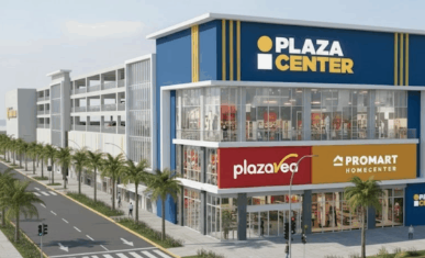 Render del proyecto Plaza Center Murgia en Trujillo con Plaza Vea y Promart