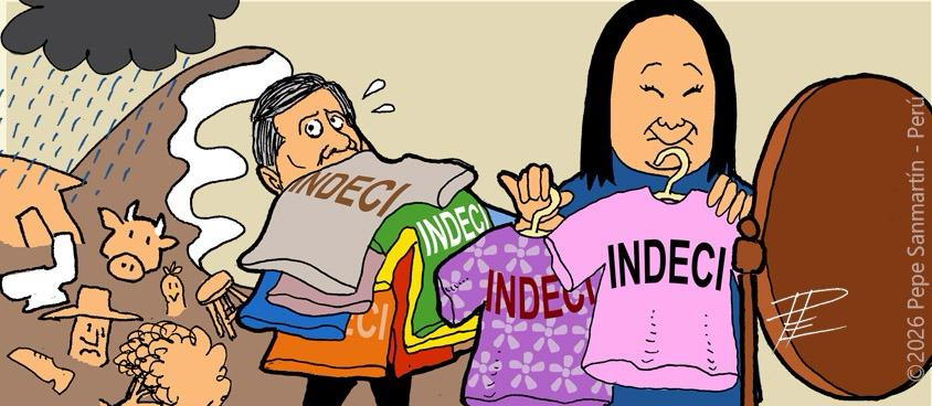 Ilustración sobre INDECI, prevención de emergencias y preparación ante desastres en el Perú.