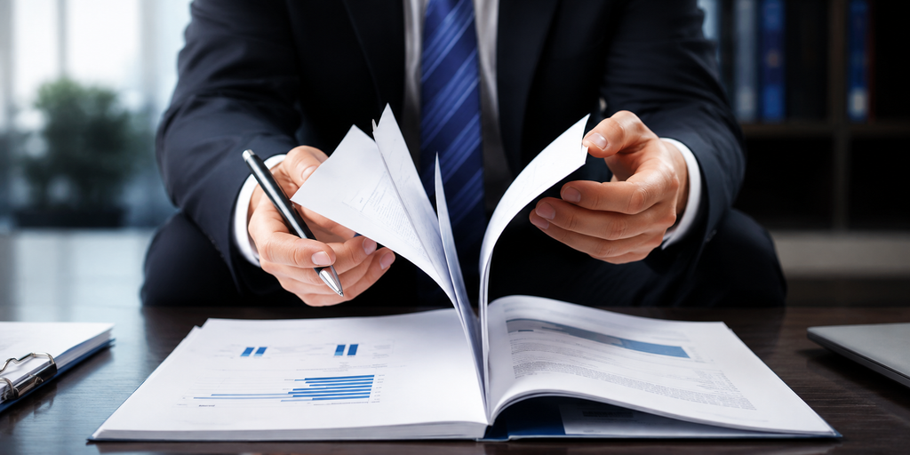Ejecutivo revisa un reporte de sostenibilidad como parte de la evolución del reporting ESG en Perú.